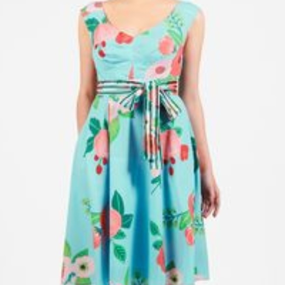 eshakti Dresses & Skirts - eshakti Floral print sash tie crepe dress 3x/26